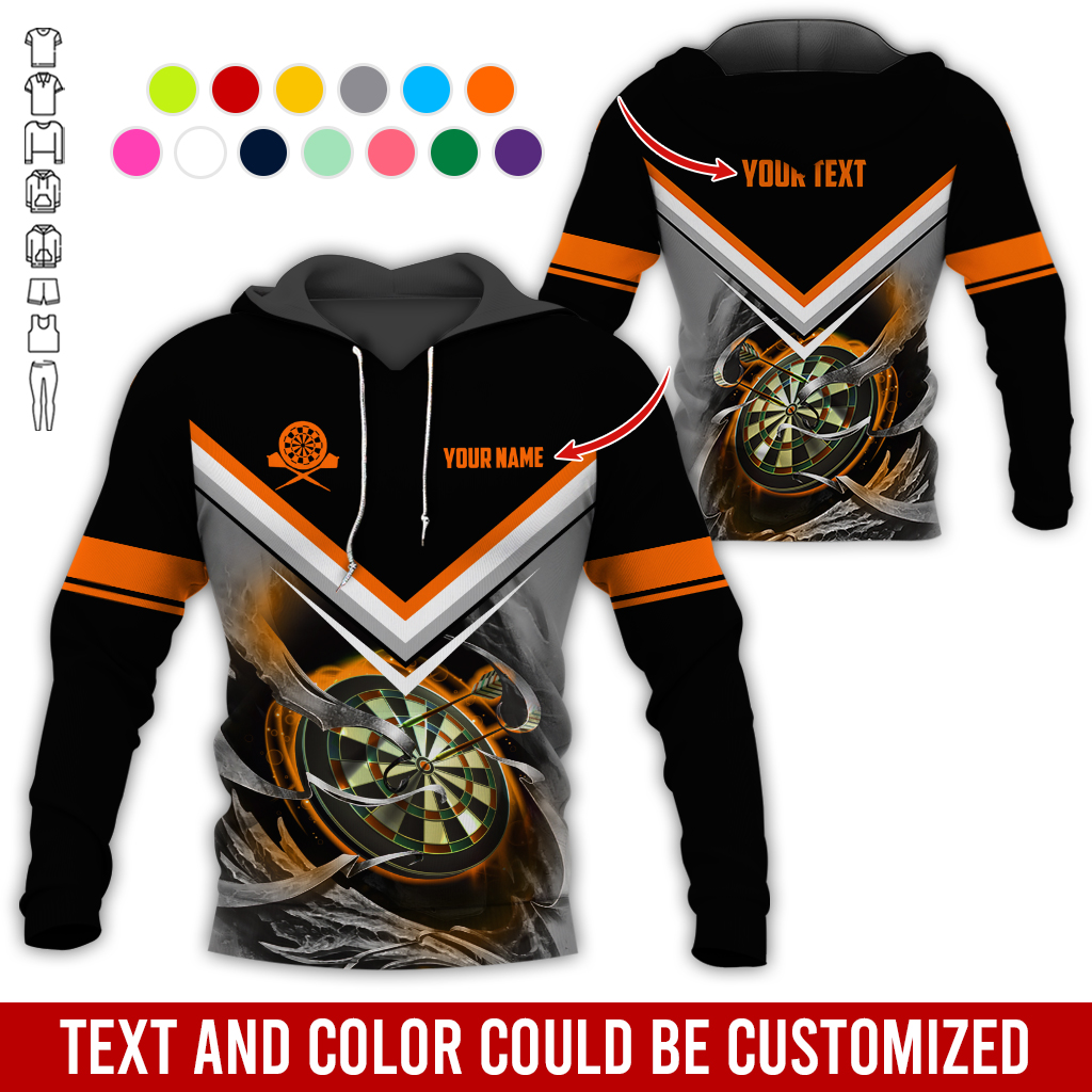 Customized Name & Text Darts Premium Hoodie, Darts And Smoke Pattern Hoodie, Perfect Gift For Darts Lovers, Darts Player