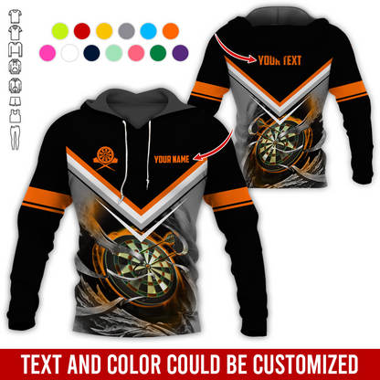 Customized Name & Text Darts Premium Hoodie, Darts And Smoke Pattern Hoodie, Perfect Gift For Darts Lovers, Darts Player