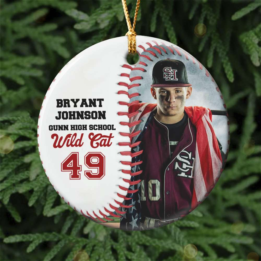 Custom Baseball Circle Ceramic Ornament, Personalized Baseball Player Circle Ceramic Ornament - Perfect Gift For Baseball Lover, Christmas, New Year