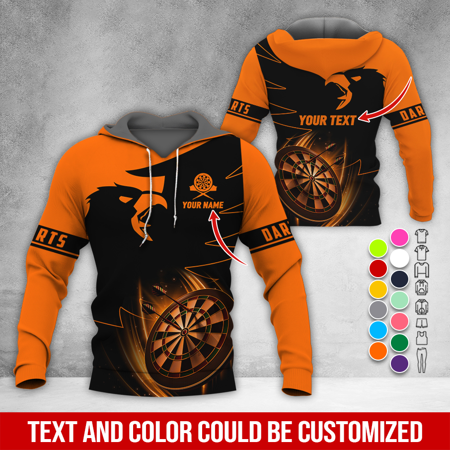 Personalized Darts Black Raven Premium Hoodie, Customized Name & Text Darts Hoodie, Perfect Gift For Darts Lovers, Darts Player
