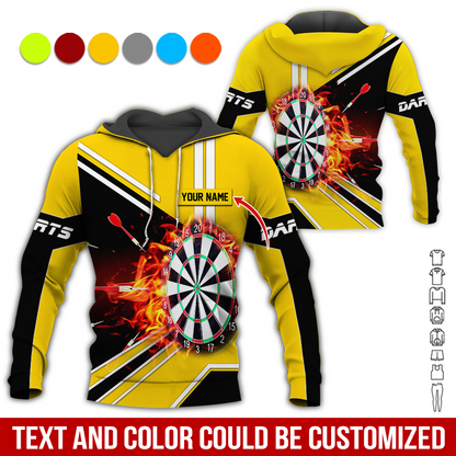 Personalized Flaming Dartboards Premium Hoodie ,Customized Name Hoodie, Perfect Gift For Darts Lovers, Darts Player