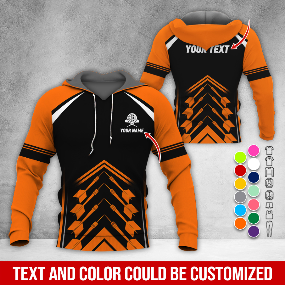 Personalized Name & Text Darts Premium Hoodie, Darts Sport Pattern Hoodie For Darts Player, Perfect Gift For Darts Lovers, Friend, Family