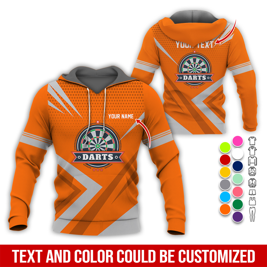 Personalized Name & Text Darts Premium Hoodie, 3 Star Darts Pattern Hoodie, Perfect Gift For Darts Lovers, Friend, Family