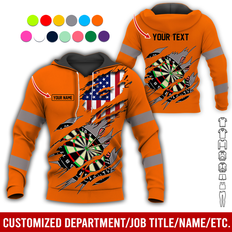 Personalized Darts American Flag Premium Hoodie, Customized Name & Text Darts Hoodie, Perfect Gift For Darts Lovers, Friend, Family
