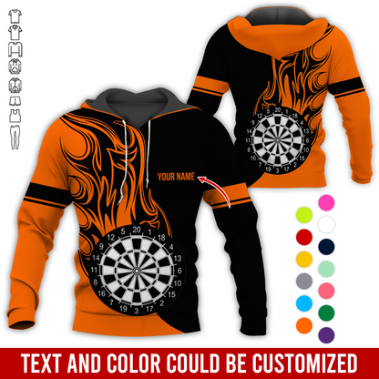 Personalized Name Darts Premium Hoodie, Fire Dartsboards Pattern Hoodie For Men & Women, Perfect Gift For Darts Lovers, Friend, Family
