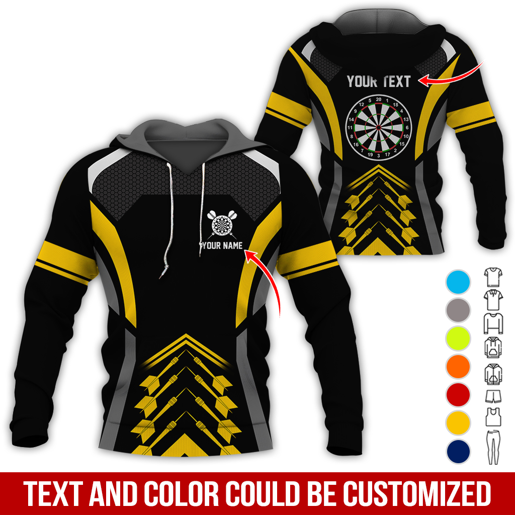 Customized Name & Text Darts Premium Hoodie, Dartboards Pattern Hoodie For Darts Player, Perfect Gift For Darts Lovers, Friend, Family