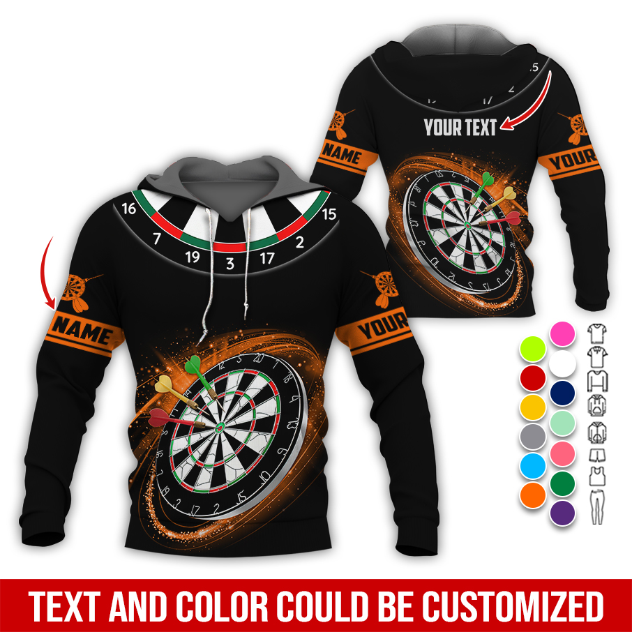 Customized Name & Text Darts Premium Hoodie, Darts Pattern Black Hoodie, Perfect Gift For Darts Lovers, Friend, Family