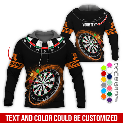 Customized Name & Text Darts Premium Hoodie, Darts Pattern Black Hoodie, Perfect Gift For Darts Lovers, Friend, Family