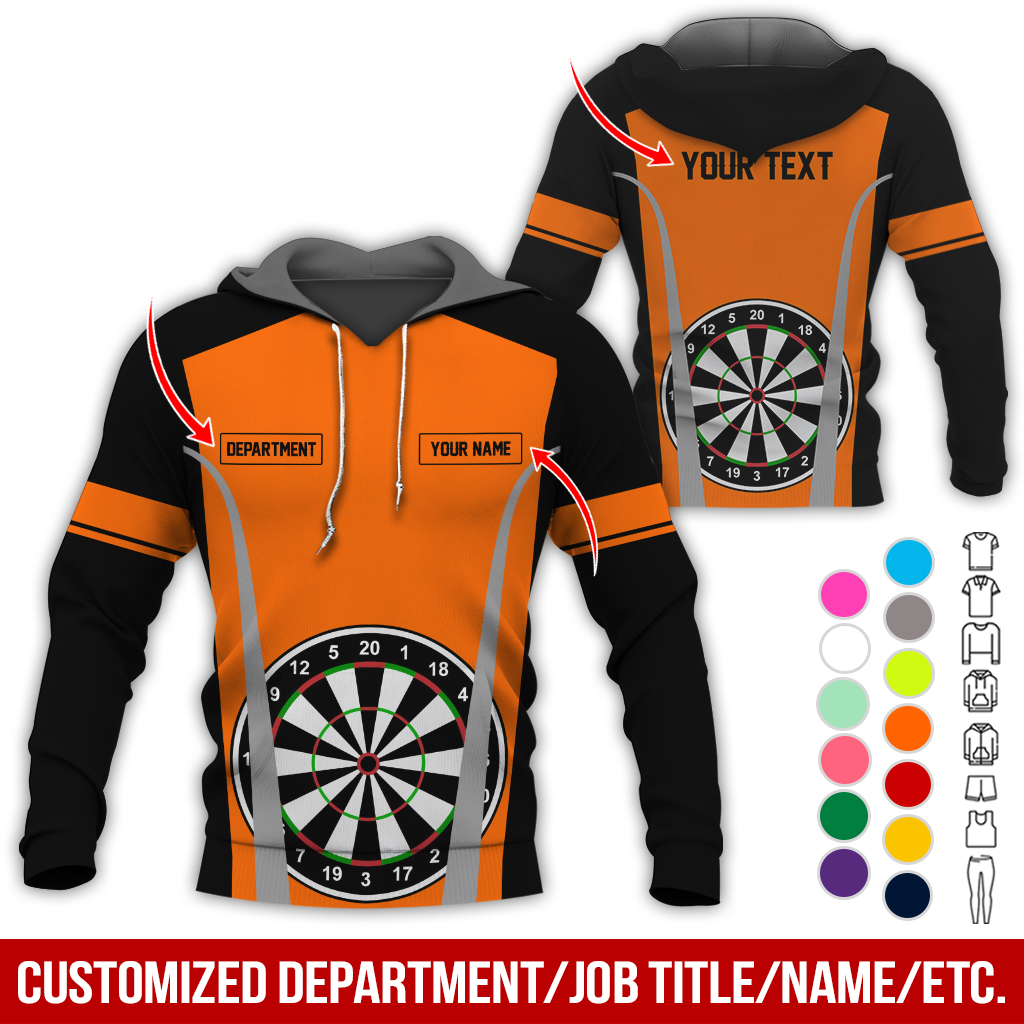 Personalized Name, Text & Department Darts Premium Hoodie, Play Darts Pattern Hoodie, Perfect Gift For Darts Lovers, Friend, Family