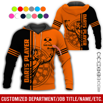 Customized Darts Premium Hoodie, Men Playing Darts Pattern Hoodie For Men & Women, Perfect Gift For Darts Lovers, Friend, Family