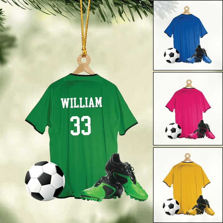 Custom Soccer Acrylic Christmas Ornament, Personalized Soccer Uniform Acrylic Christmas Ornament For Soccer Lover, Friend, Family