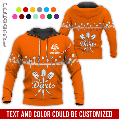 Customized Darts Premium Hoodie, Personalized Name Hoodie, Darts & Music Pattern Hoodie, Perfect Gift For Darts Lovers, Friend, Family