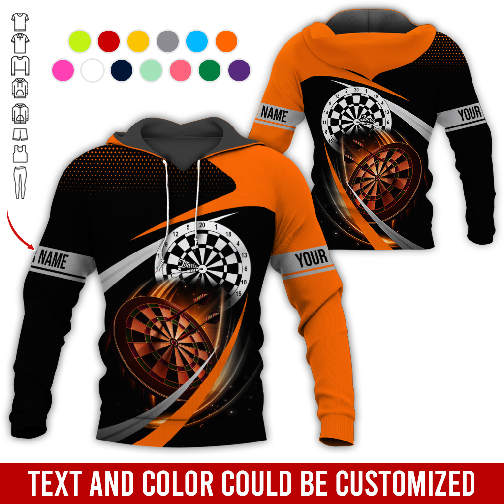 Personalized Darts Premium Hoodie, Customized Name & Text Darts Spot Pattern Black Hoodie, Perfect Gift For Darts Lovers, Friend, Family