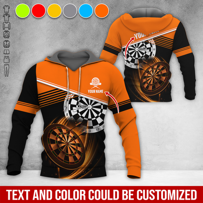 Customized Name & Text Darts Premium Hoodie, White Line & Darts Pattern Hoodie, Perfect Gift For Darts Lovers, Darts Player