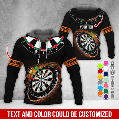 Customized Name & Text Darts Premium Hoodie, Black Pattern Darts Hoodie, Perfect Gift For Darts Lovers, Darts Player