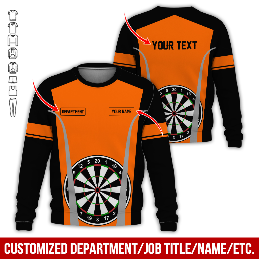 Customized Darts Sweatshirt, Personalized Name, Text & Department Sweatshirt, Play Darts Pattern Sweatshirt, Perfect Gift For Darts Lovers, Friend, Family