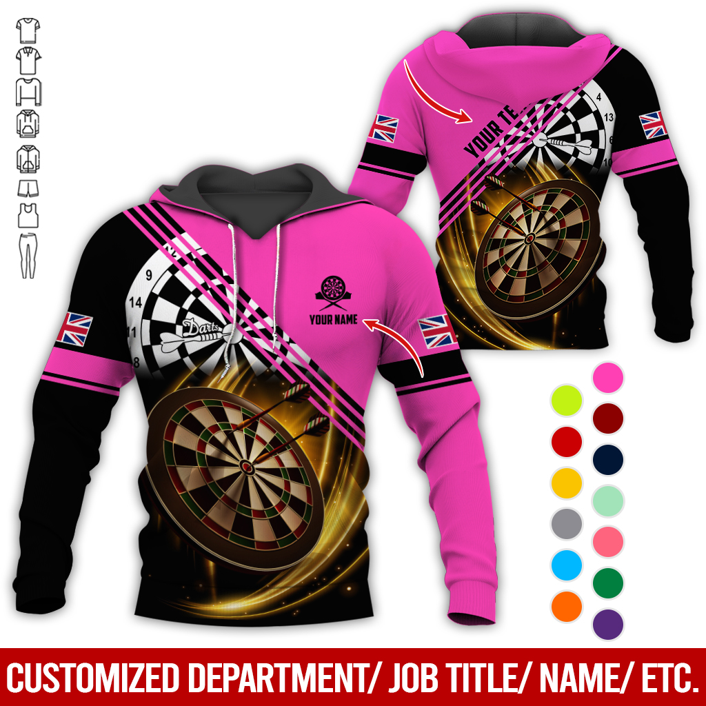 Customized Flag Darts Premium Hoodie, Personalized National Flag & Darts Pattern Hoodie For Men & Women, Perfect Gift For Darts Lovers, Friend, Family