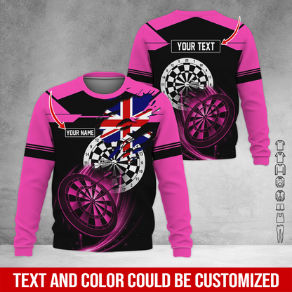 Customized Darts Sweatshirt, England Flag Pattern Sweatshirt For Men & Women, Perfect Gift For Darts Lovers, Friend, Family