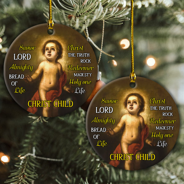 Jesus Ceramic Christmas Ornament - Savior Lord Almighty Bread Of Life Circle Ceramic Ornament, Perfect Gift For Christian