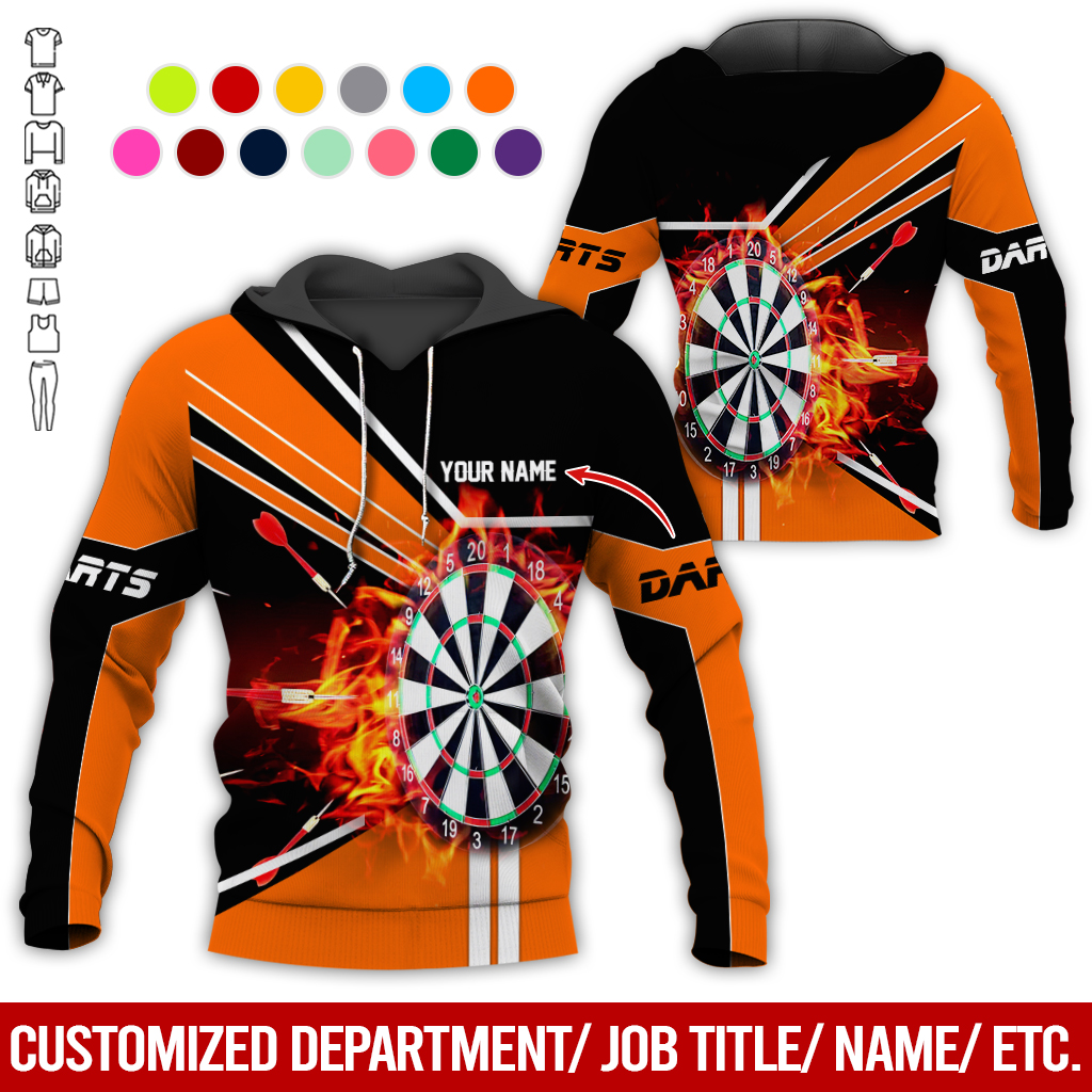 Customized Darts Flaming Premium Hoodie, Personalized Name Darts Hoodie, Perfect Gift For Darts Lovers, Darts Player
