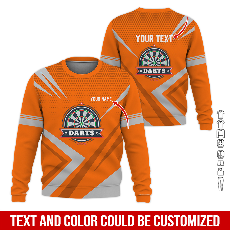 Customized Darts Sweatshirt, Personalized Name & Text Sweatshirt, 3 Star Darts Pattern Sweatshirt, Perfect Gift For Darts Lovers, Friend, Family