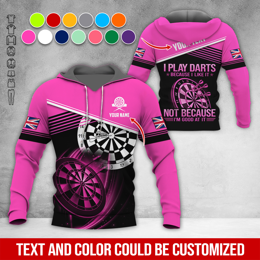 Customized Name & Text Darts Premium Hoodie, Custom National Flag, I Like Darts Hoodie For Men & Women, Perfect Gift For Darts Lovers, Darts Player