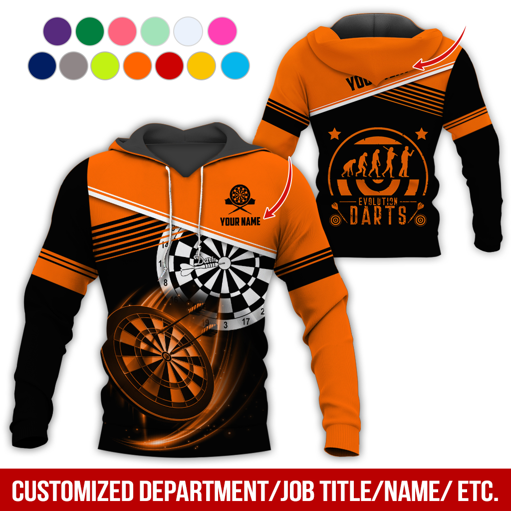 Customized Name & Text Darts Skull Premium Hoodie, Evolution of Darts Player Darts Hoodie, Perfect Gift For Darts Lovers, Darts Player