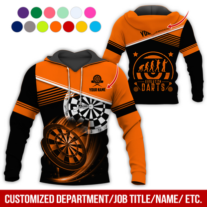 Customized Name & Text Darts Skull Premium Hoodie, Evolution of Darts Player Darts Hoodie, Perfect Gift For Darts Lovers, Darts Player