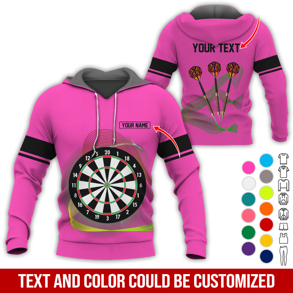 Customized Darts Premium Hoodie, Personalized Name & Text Hoodie, Black Line Pattern Hoodie For Men & Women, Perfect Gift For Darts Lovers, Friend, Family