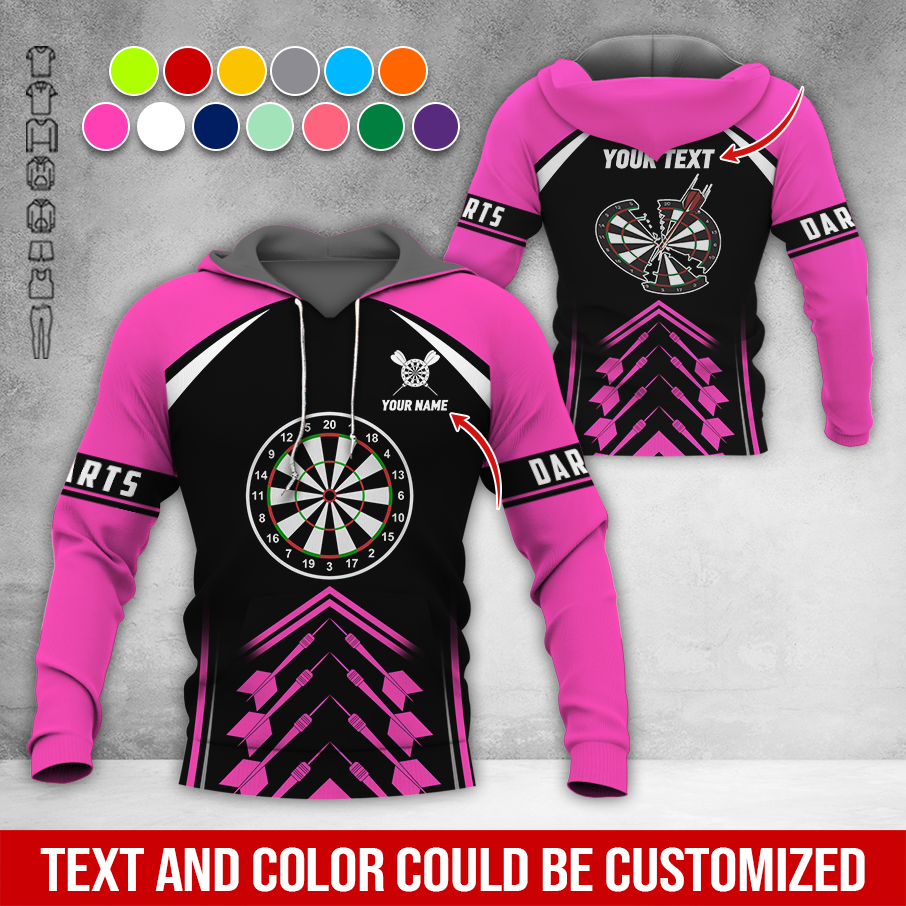 Personalized Name & Text Darts Premium Hoodie, Broken Darts Pattern Hoodie, Perfect Gift For Darts Lovers, Friend, Family