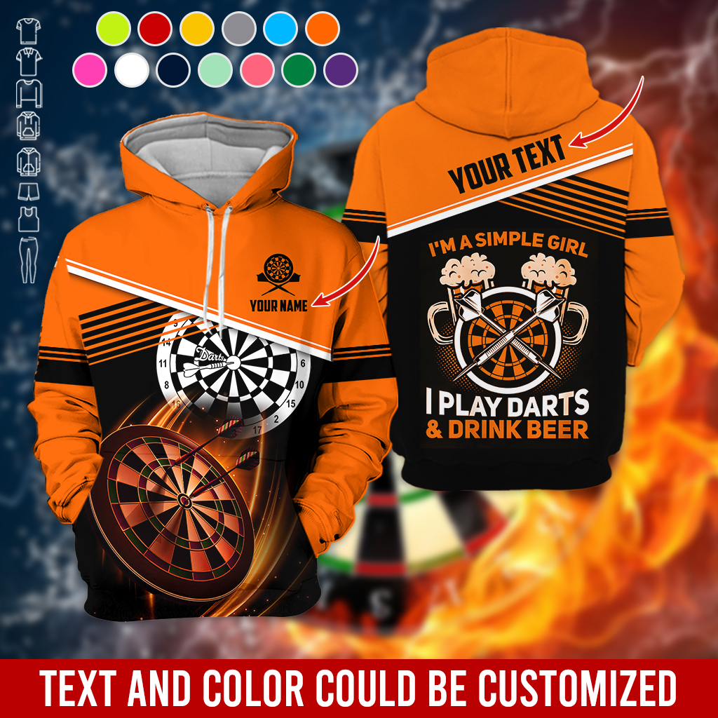 Customized Name & Text Darts Premium Hoodie, I'm A Simple Girl Darts Hoodie, Perfect Gift For Darts Lovers, Darts Player