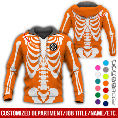 Personalized Skeleton Darts Premium Hoodie, Customized Name & Text Darts Hoodie, Perfect Gift For Darts Lovers, Darts Player