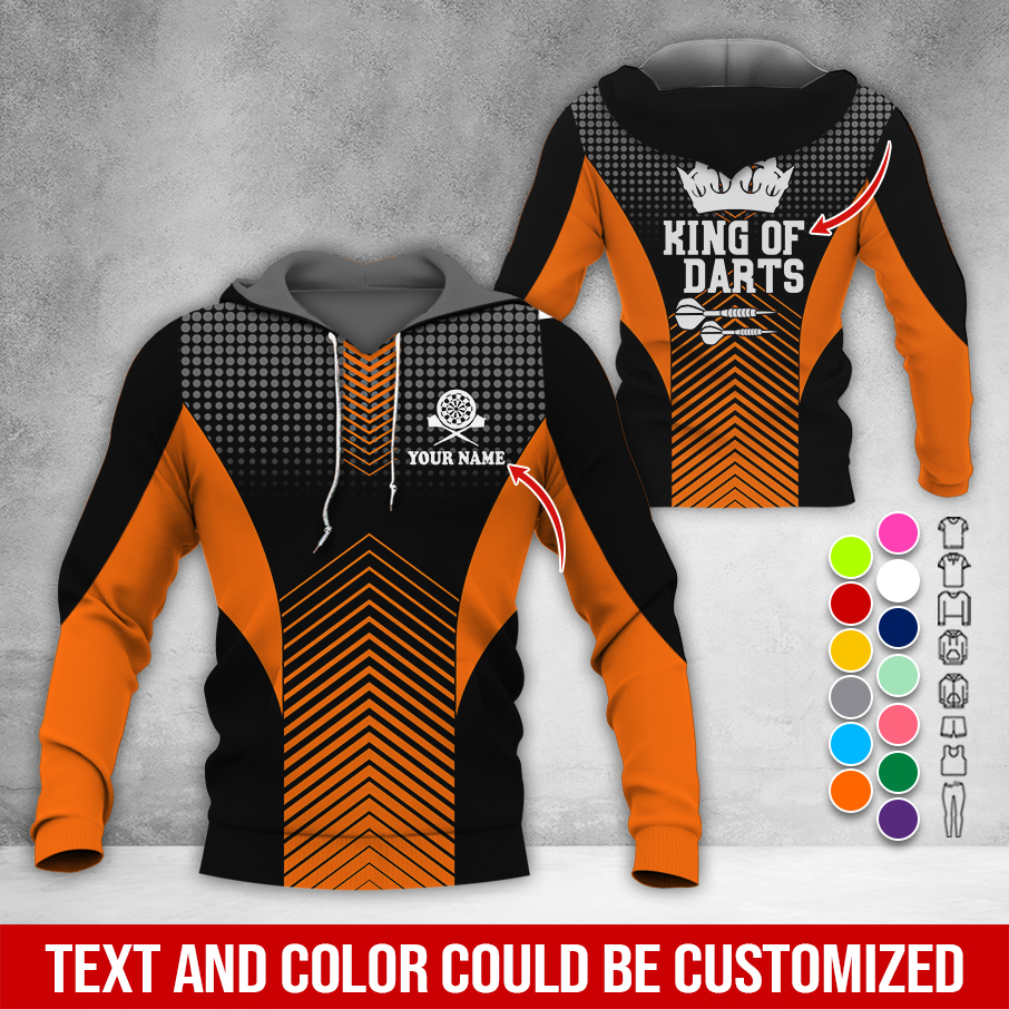 Customized Name & Text Darts Premium Hoodie, King Of Darts, Spot Pattern Hoodie, Perfect Gift For Darts Lovers, Darts Player