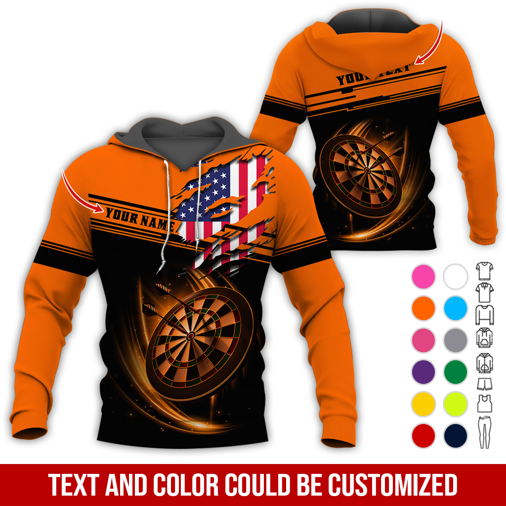 Personalized American Flag Darts Premium Hoodie ,Customized Name & Text Darts Premium Hoodie, Perfect Gift For Darts Lovers, Darts Player