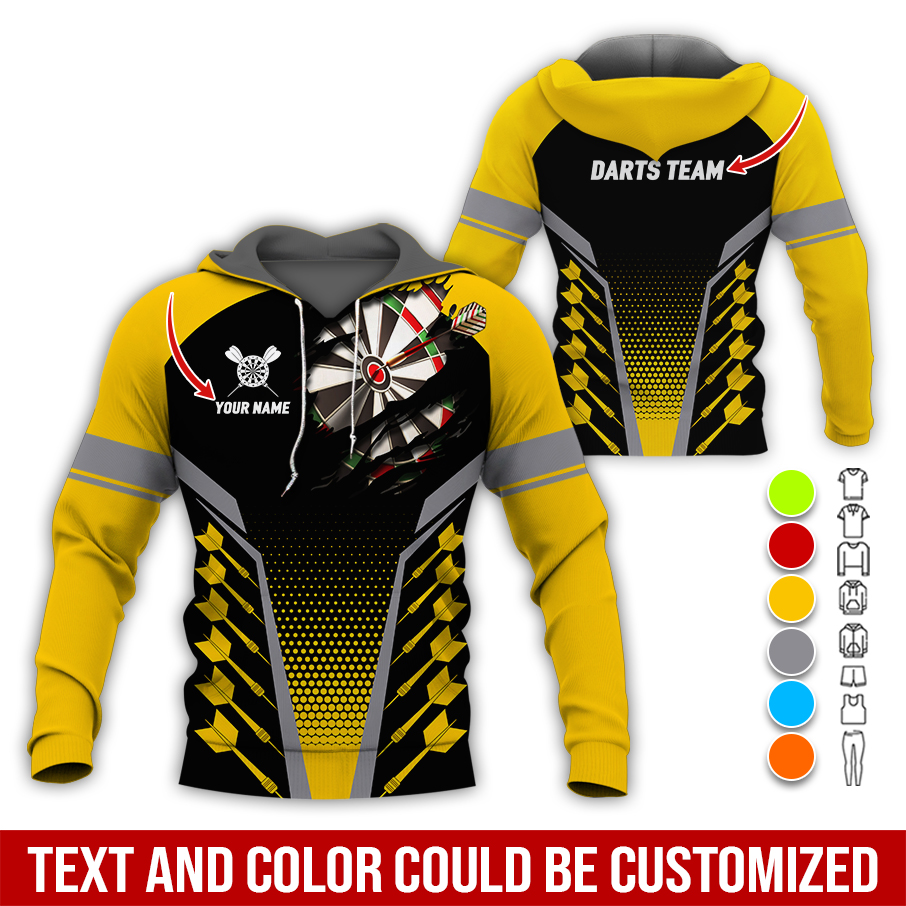 Customized Name & Team Name Darts Premium Hoodie, Spot Darts Pattern Hoodie For Men & Women, Perfect Gift For Darts Lovers, Friend, Family