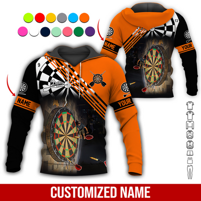 Customized Name Darts Premium Hoodie, Giant Dartboards Black Hoodie, Perfect Gift For Darts Lovers, Friend, Family
