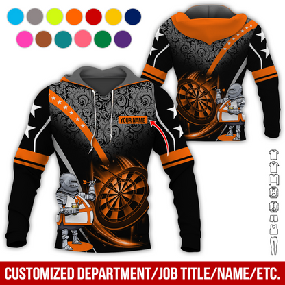 Personalized Darts Knight Armor Premium Hoodie, Customized Name Darts Tropical Pattern Hoodie, Perfect Gift For Darts Lovers, Darts Player