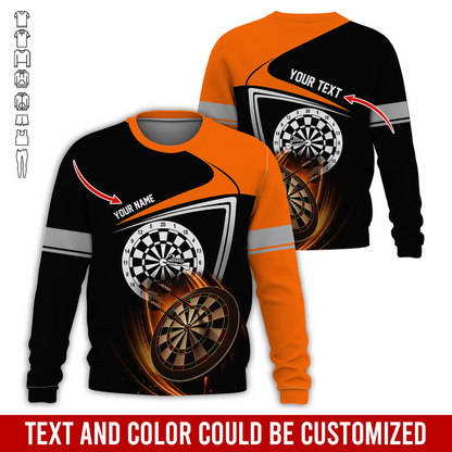 Customized Darts Sweatshirt, Personalized Name & Text Sweatshirt, Darts Pattern Sweatshirt, Perfect Gift For Darts Lovers, Darts Player