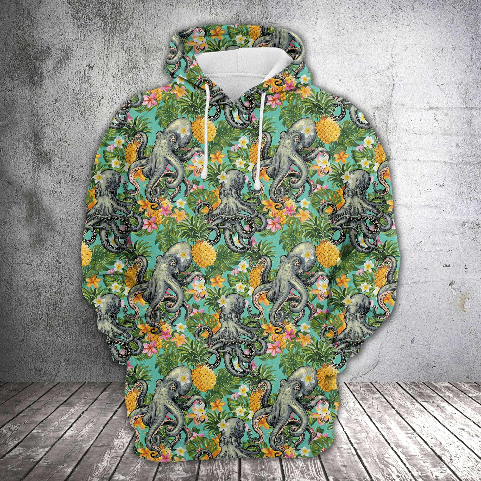 Tropical Pineapple Octopus Pullover Premium Hoodie, Perfect Outfit For Men And Women On Christmas New Year Autumn Winter