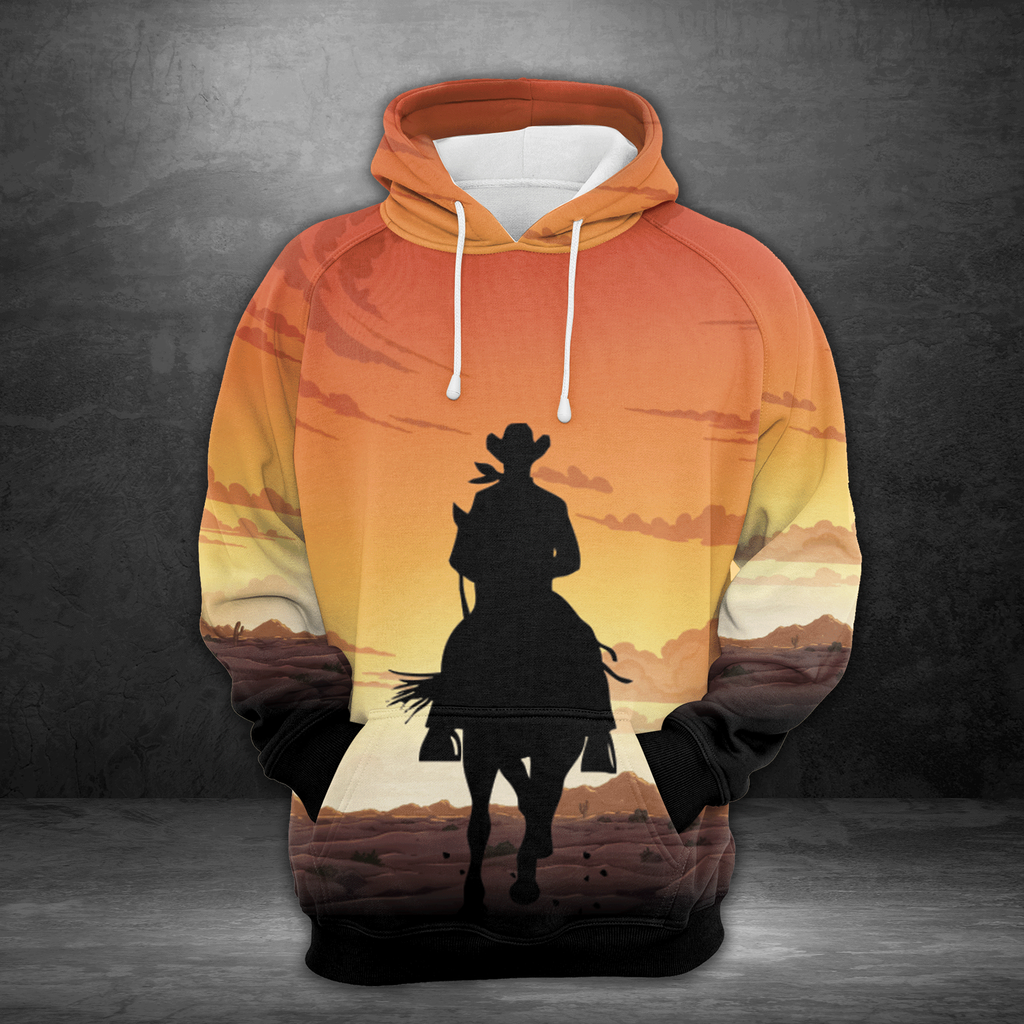 Sunset Cowboy Pullover Premium Hoodie, Perfect Outfit For Men And Women On Christmas New Year Autumn Winter