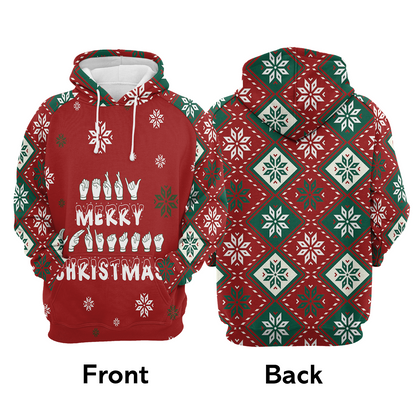 Sign Language Merry Christmas Pullover Premium Hoodie, Perfect Outfit For Men And Women On Christmas New Year Autumn Winter