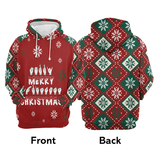 Sign Language Merry Christmas Pullover Premium Hoodie, Perfect Outfit For Men And Women On Christmas New Year Autumn Winter