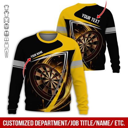 Customized Name & Text Darts Sweatshirt, Dartboard Pattern Shirts For Men & Women - Gift For Darts Lovers, Friend, Family