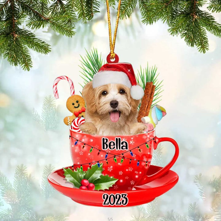 Custom Dog Acrylic Christmas Ornament, Personalized Awesome Havanese In Red Cup Christmas Acrylic Ornament for Dog Lover,Christmas