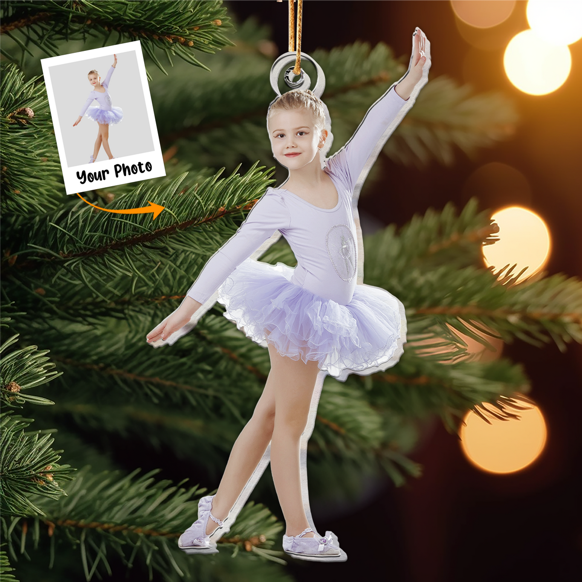 Personalized Acrylic Ballerina Photo Ornament, Custom Lovely Little Ballerina Dancing Ballet Acrylic Ornament For Christmas, Best Gift For Ballerina