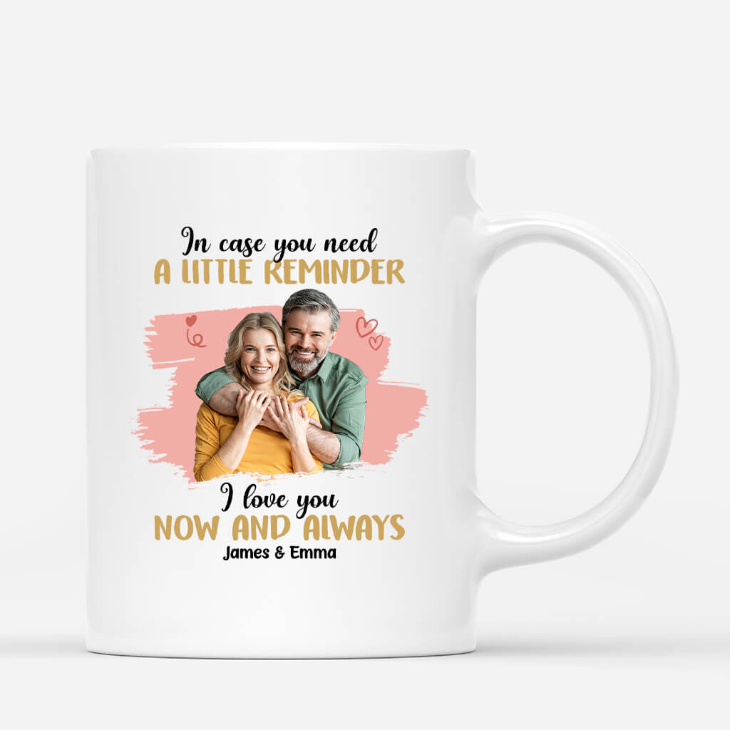 Personalized Couple Mug - Customized Name & Photo In Case You Need A Little Reminder I Love You, Now and Always, Best Valentine Gift For Couple