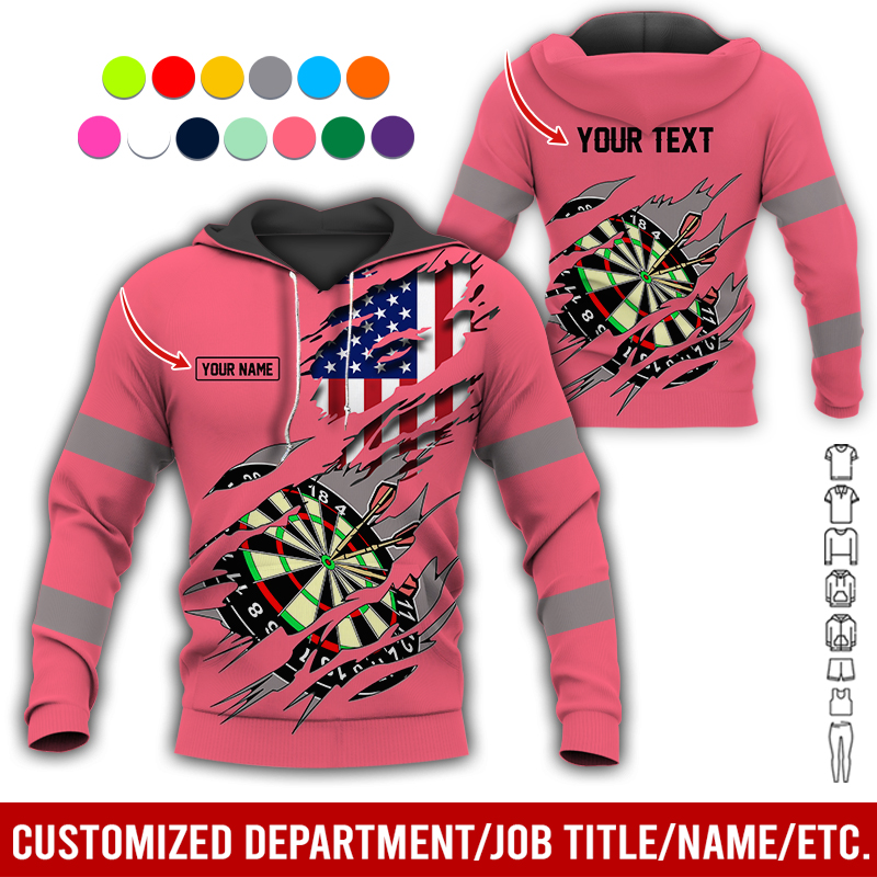 Personalized Darts American Flag Premium Hoodie, Customized Name & Text Darts Hoodie, Perfect Gift For Darts Lovers, Friend, Family