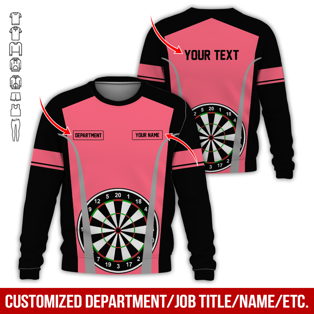 Customized Darts Sweatshirt, Personalized Name, Text & Department Sweatshirt, Play Darts Pattern Sweatshirt, Perfect Gift For Darts Lovers, Friend, Family