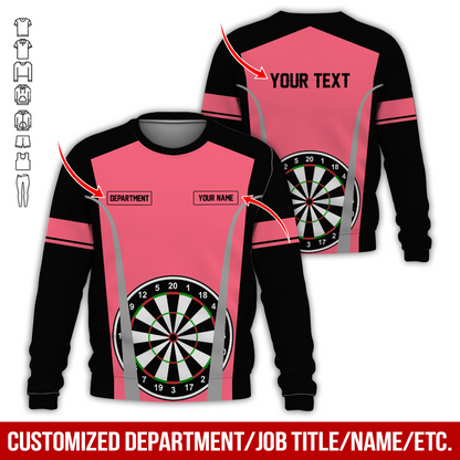 Customized Darts Sweatshirt, Personalized Name, Text & Department Sweatshirt, Play Darts Pattern Sweatshirt, Perfect Gift For Darts Lovers, Friend, Family