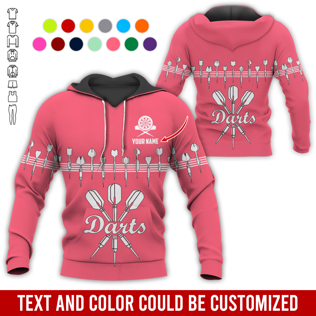 Customized Darts Premium Hoodie, Personalized Name Hoodie, Darts & Music Pattern Hoodie, Perfect Gift For Darts Lovers, Friend, Family